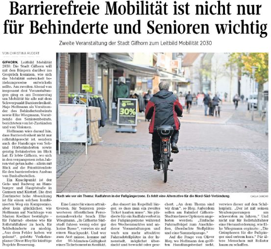 Aller-Zeitung vom 06.04.2019 - Barrierefreie Mobilität ist nicht nur für Behinderte und Senioren wichtig