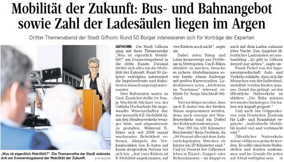 Aller-Zeitung vom 27.04.2019 -  Mobilität der Zukunft - Bus- und Bahnangebot sowie Zahl der Ladesäulen liegen im Argen