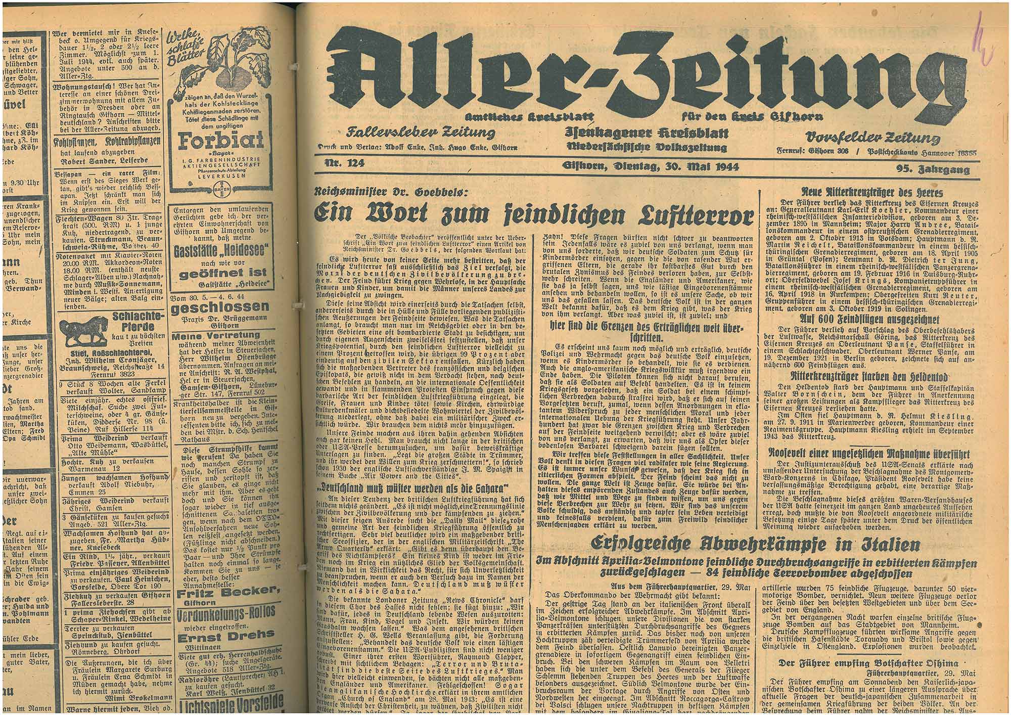(c) Stadtarchiv, Aller-Zeitung 30.5.1944
